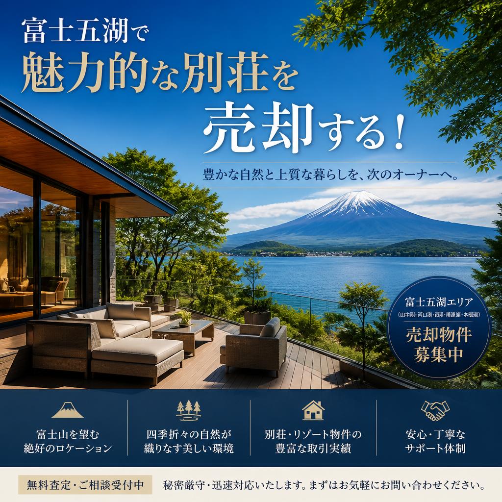 富士五湖で魅力的な別荘を売却する！