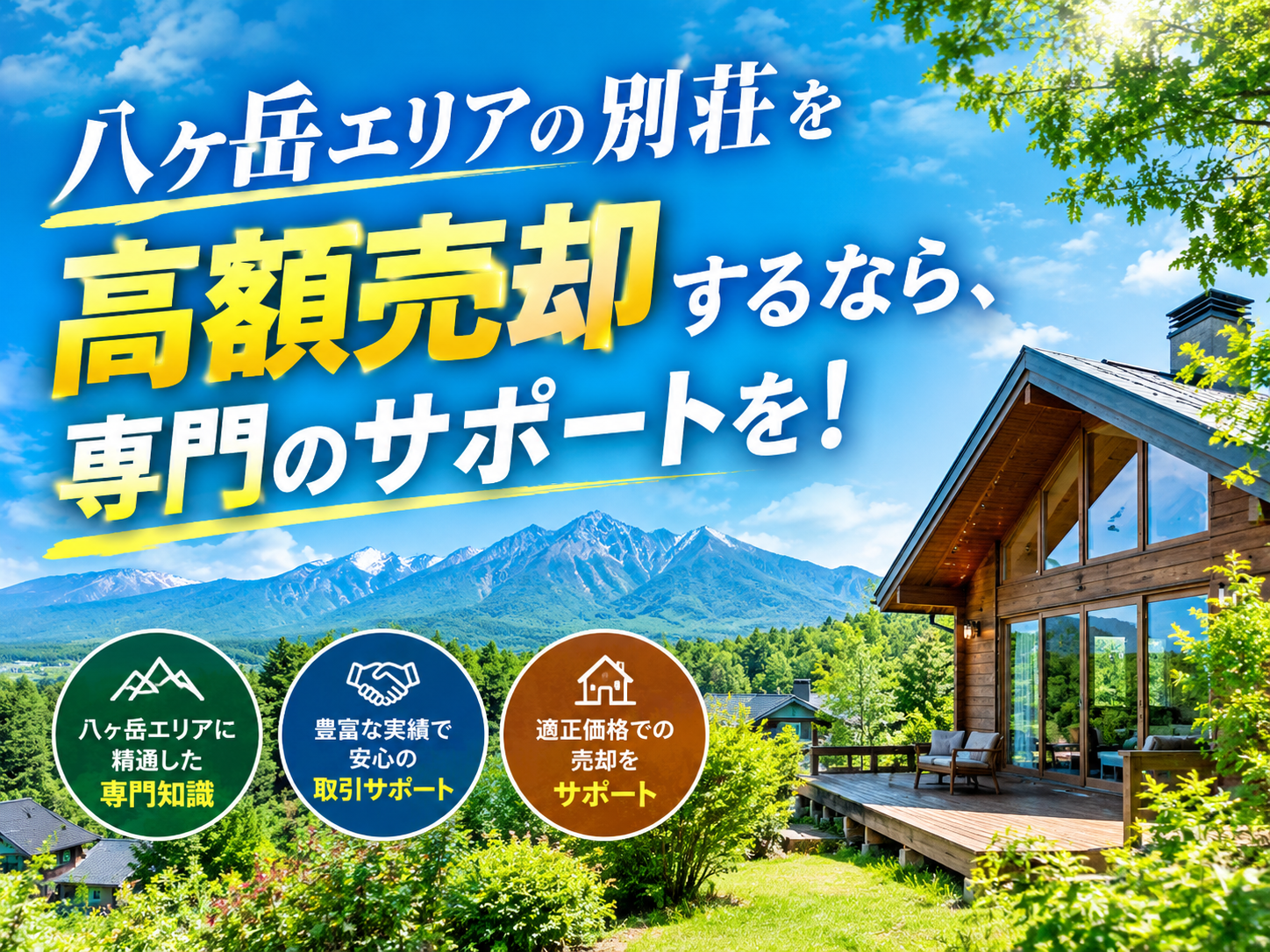 八ヶ岳エリアの別荘を高額で売却するなら、専門のサポートを！