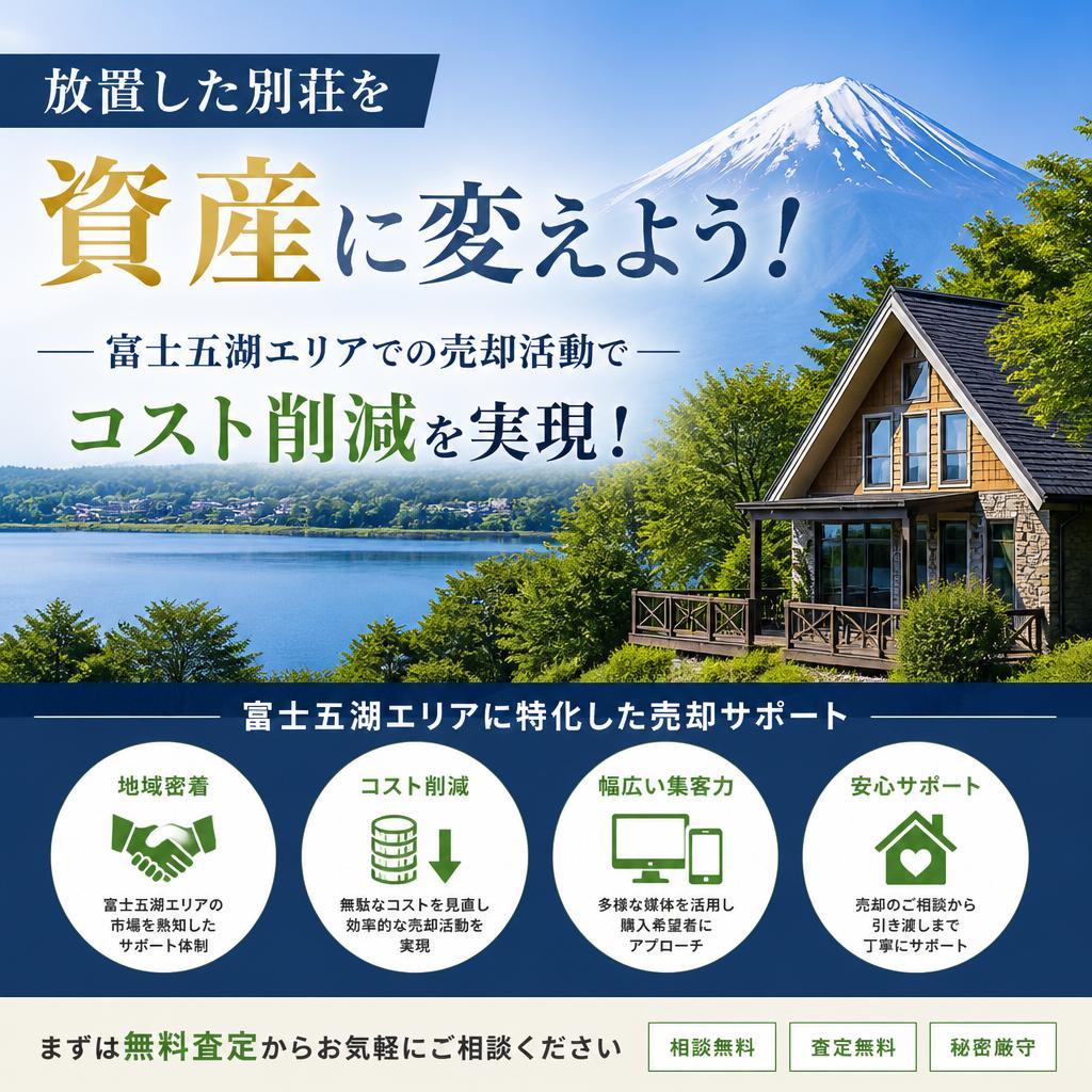 放置した別荘を資産に変えよう！富士五湖エリアでの売却活動でコスト削減を実現！