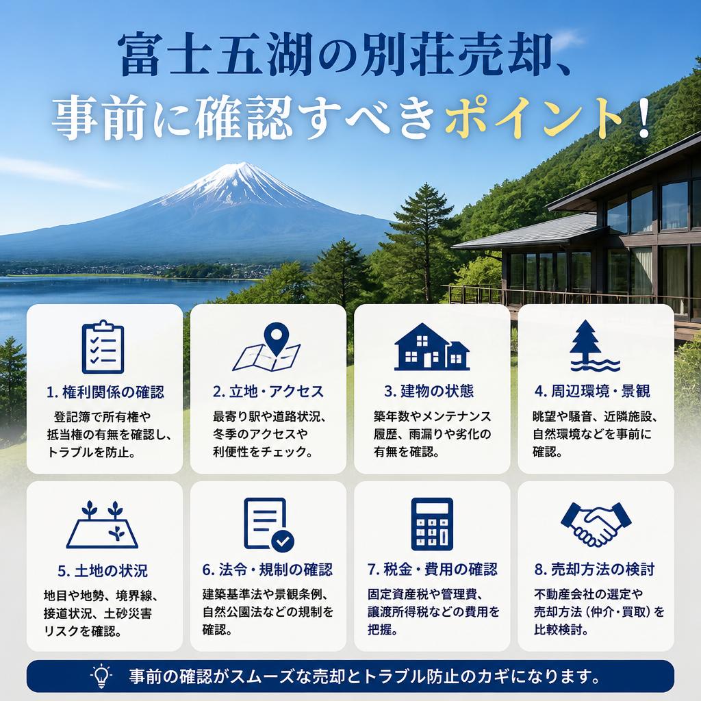 富士五湖の別荘売却、事前に確認すべきポイント！