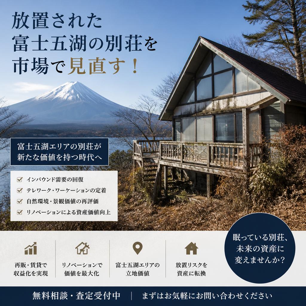 放置された富士五湖の別荘を市場で見直す！