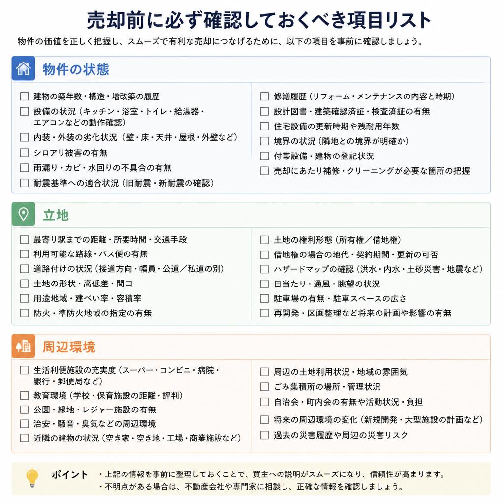 売却前に確認すべき重要なポイント