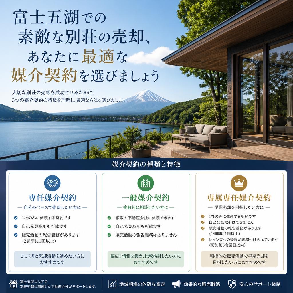 富士五湖での素敵な別荘の売却、あなたに最適な媒介契約を選びましょう