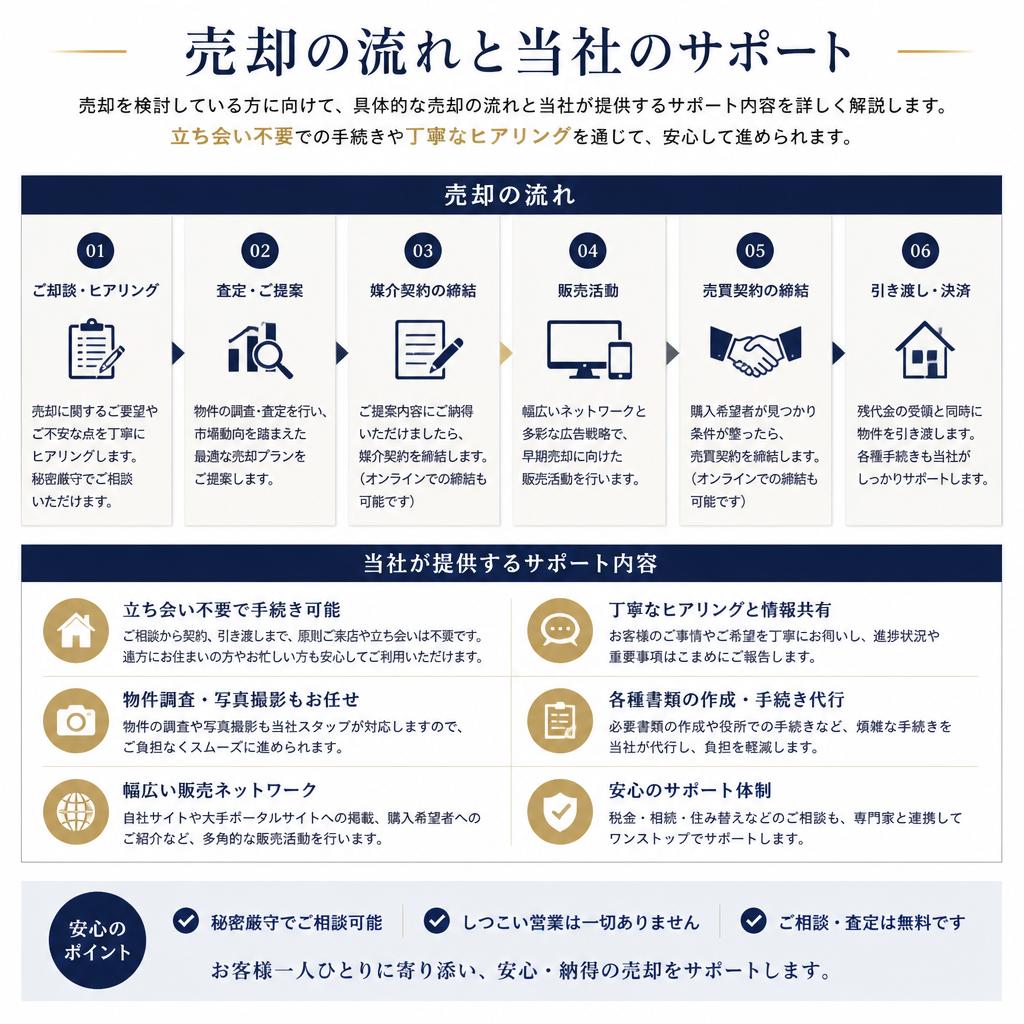 売却の流れとサポート内容