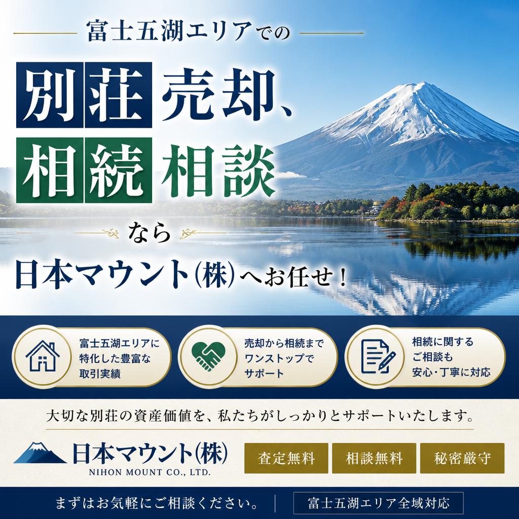 富士五湖エリアでの別荘売却、相続相談なら日本マウント㈱へお任せ！