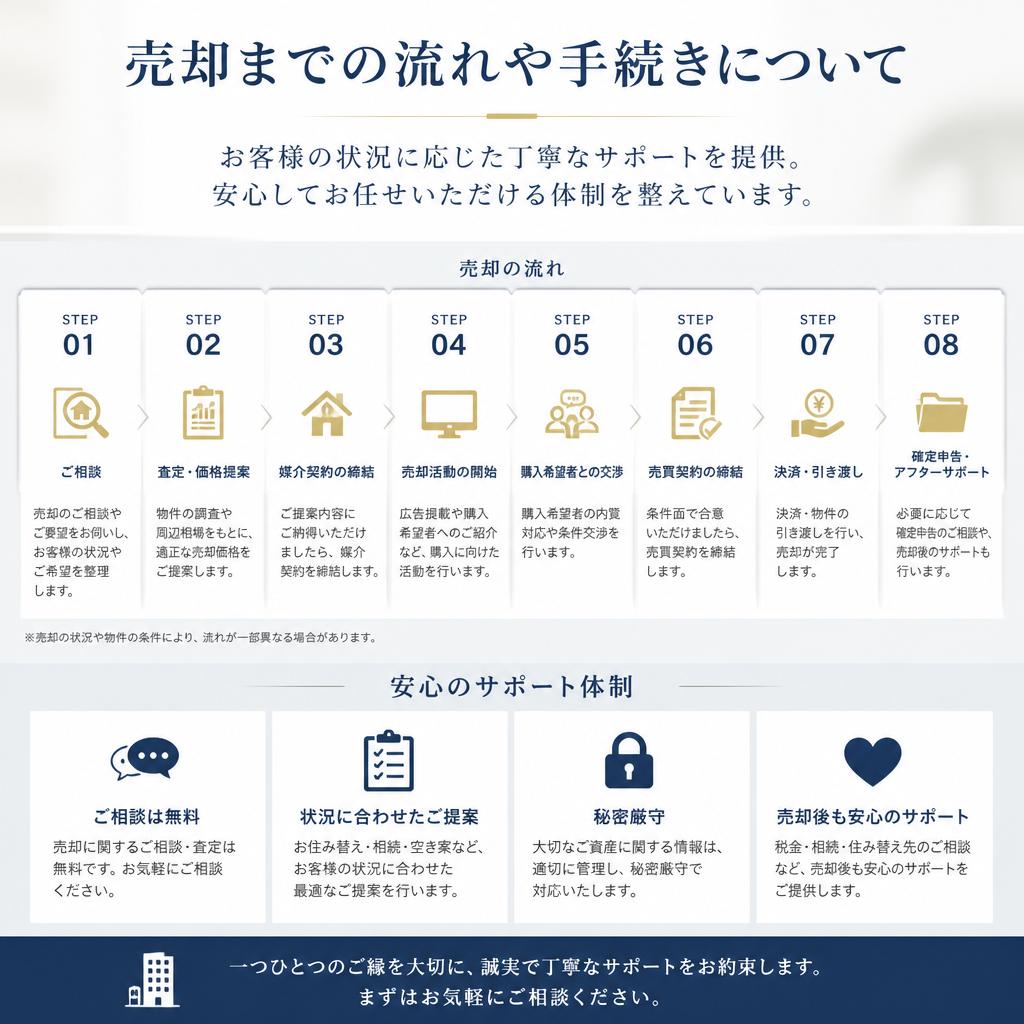 丁寧なサポートで安心の売却プロセス