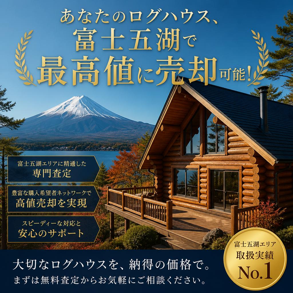 あなたのログハウス、富士五湖で最高値に売却可能！